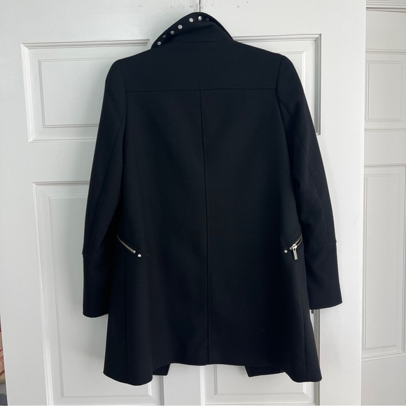 Zara Black Trench Coat with Silver Accents - Picture 6 of 7